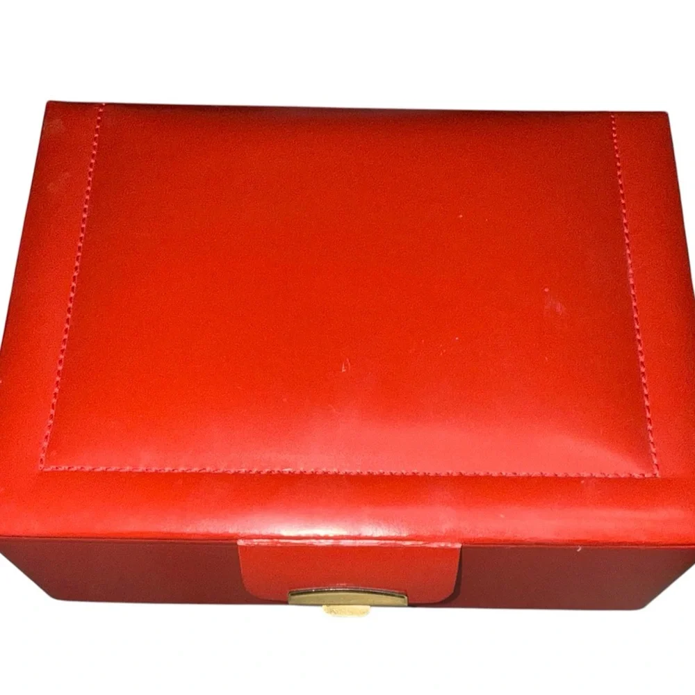 Red BUDD LEATHER Jewelry Box with Gold Clasp VINTAGE‎ 90’s